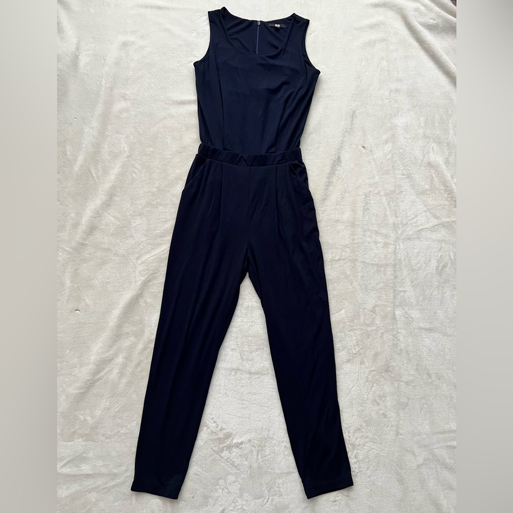 Uniqlo Navy Blue Sleeveless One Piece Jumpsuit